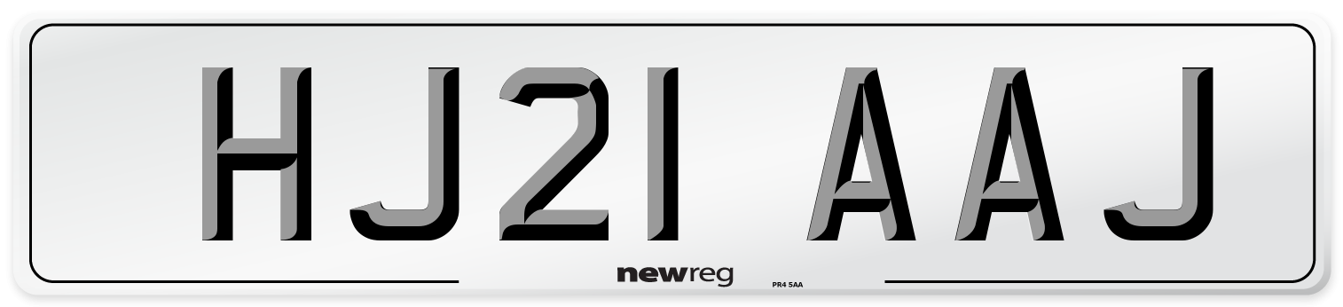 HJ21 AAJ Number Plate from New Reg